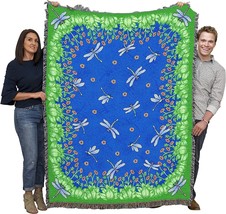 Dancing Dragonfly - Garden Floral Gift Tapestry Throw Woven from Cotton -, 72x54 - £61.00 GBP