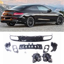 1Set Rear Diffuser Lip + Exhaust Pipe Bracket For Mercedes W205 2015-202... - £392.49 GBP
