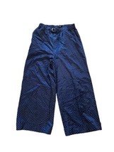 ZUCCA Japan Womens Blue Wide Leg Satin Pants Polka Dot Cuffed Elastic Waist M - £73.29 GBP