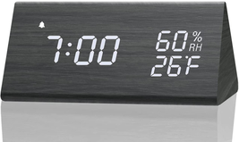 Digital Alarm Clock, with Wooden Electronic LED Time Display, 3 Alarm Se... - £28.20 GBP