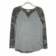 Cherish Heathered Camo Long Raglan Sleeves Pullover T-Shirt Gray Green S... - $24.75