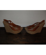 Jessica Simpson New Brown Leather Slingback Wedge Heels  Medium ( B, M )  10/40 - $48.99