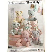 Simplicity 8716 Animals Stuffed Bear, Cat, and Dog Sewing Patterns by Elaine Hei - £18.15 GBP
