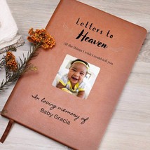 Letters to Heaven Customizable vegan Leather Journal, loss of baby keepsake - $49.16