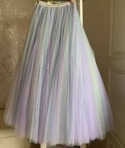 Rainbow Pleated Tulle Skirt Custom Plus Size Princess Tulle Skirt Fairy Tale - £68.73 GBP