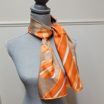 Brown and Orange Scarf Satiny Leaf Ladies Autumn Scarf 44 1/2&quot; x 13 1/4&quot; - £6.12 GBP