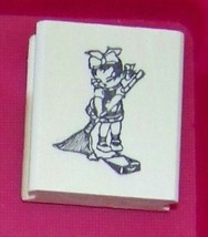 Oriental Asian Girl sweeping floor Rubber Stamp made in america free shipping - £10.87 GBP