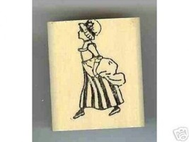 Kate Greenway rubber stamp Girl from side Walking ab - $13.63