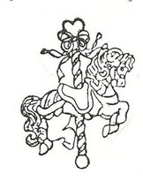 Carousel Horse cute heart ribbons design rubber stamp 1 3/4 by 1 1/4 inch size - $13.64