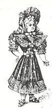 Victorian Girl large fancy dressed rubber stamp 3.5 by 1.5 size - $13.85