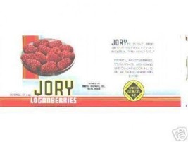 Jory Loganberry CAN LABEL vintage 1950&#39;s Oregon loganberries ab - $13.63