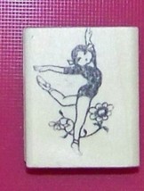 Oriental Asian Gril Dancing w flower #1 Rubber Stamp made in america free ship - £10.87 GBP