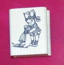 Oriental Asian Girl watering plants Rubber Stamp made in america free shipping - £11.04 GBP