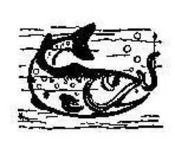 Fish getting hooked aquatic Rubber Stamp made in america free shipping  ab - $13.63