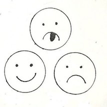 Smile Frown Yucky 3 Face designs Rubber Stamp  made in america free ship... - £12.75 GBP