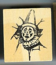 Clown head breaking thru wall Rubber Stamp made in america USA - £12.75 GBP