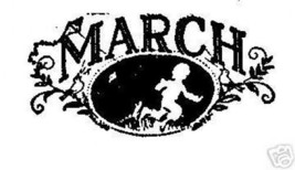 March Month Rubber Stamp spring Kite flying boy Made in USa - $13.63