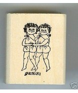 Gemini Zodiac Sign Rubber Stamp 1960&#39;s May21-Jun20 - £11.10 GBP