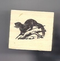 Otter on branch rubber stamp animal wildlife wild - $13.63