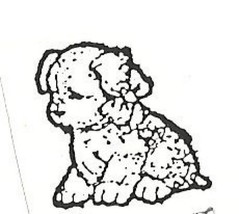 Puppy Dog with bow Rubber Stamp  made in america free shipping - £10.89 GBP