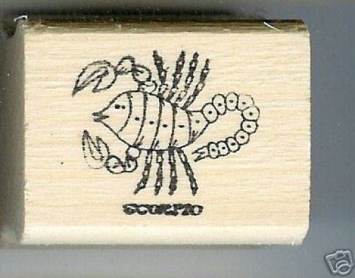 Scorpio Zodiac Sign Rubber Stamp 1960's Oct 23-Nov 21 - $13.64
