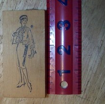 1960's Lady modeling a Suit shirt jacket blouse in high heels hat rubber stamp - $16.22
