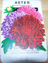 Vintage 1920s Seed packet 4 framing Aster American Mix FF Smith co Sacra... - $13.64