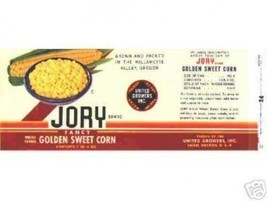 Jory CORN can LABEL 1950&#39;s Oregon UNUSED vintage ! jcc - $9.46