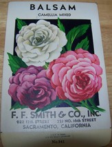 Vintage 1920s Seed packet 4 framing Balsam Camelia F F Smith co Sacramen... - $13.63