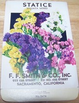Vintage 1920s Seed packet 4 framing Statice mixed F F Smith co Sacrament... - $13.64