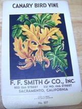 Vintage 1920s Seed packet 4 framing Canary Bird vine FF Smith co Sacrame... - $13.64