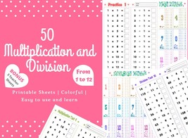 [Printable] Multiplication and Division 1 to 12 Worksheet Math Back to School - £4.78 GBP