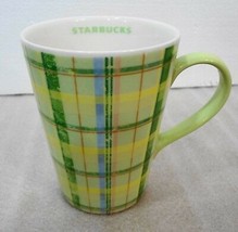 Starbucks Green &amp; Yellow Plaid Coffee Tea Mug 12 oz 2006 - £19.19 GBP