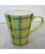 Starbucks Green &amp; Yellow Plaid Coffee Tea Mug 12 oz 2006 - £19.23 GBP