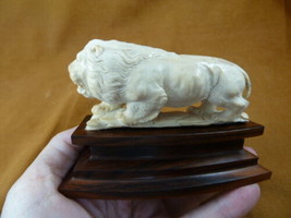 (Lion-8) male lion on shed ANTLER figurine Bali detailed carving I love ... - $138.14