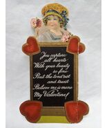 Antique 1900s Lady Holding Flowers Valentines Day Card - €11,87 EUR