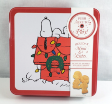 PEANUTS Snoopy Sugar Cookie Tin Music &amp; Lights Jingle Bells New Sealed  10/29/25 - £19.94 GBP