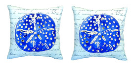 Pair of Betsy Drake Blue Sand Dollar No Cord Pillows 18 Inch X 18 Inch - £63.28 GBP