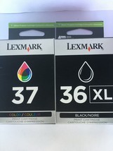 New Genuine Lexmark 36xl Black 37 Standard Color In Box 2PK Ink Cartridges - $39.99