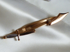 VTG Swank Signed Gold Tone Sword Saber Dagger Tie Bar Clip - £18.79 GBP