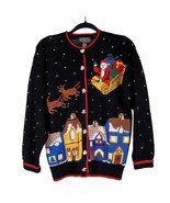 Charter Club Christmas Sweater Cardigan S Wool Santa Claus Sleigh Reinde... - £20.51 GBP