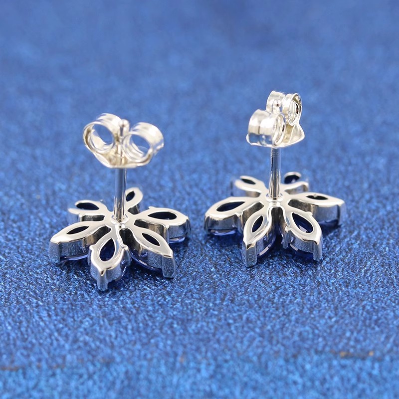 925 Sterling Silver Sparkling Blue Herbarium Cluster Stud Earrings ...