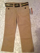 Girls Size 4 New 2 Be Real jeans khaki stretch corduroy pants with belt - £10.45 GBP