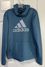 Adidas Hooded Sweatshirt Teal Green and White Hoodie Pullover Men&#39;s Size... - $14.69