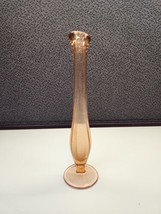 Vintage Blush Pink Depression Glass Etched Bud Vase Stretch Pedestal - £18.15 GBP