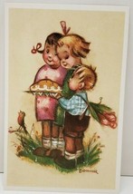 Alfred Mainzer  LITTLE FOLKS Hummel Like Children Cake &amp; Bird Postcard H19 - $2.50