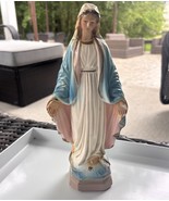 Vintage 12.5” High Chalkware Virgin Mother Mary Religious Statue Figurin... - $39.29