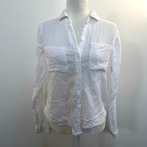 Cloth &amp; Stone White Gauze Long Sleeve Button Down High Low Hem Shirt XS - £30.35 GBP