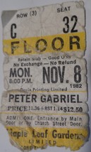 PETER GABRIEL Row 3 1982 Maple Leaf Gardens Ticket Stub Floor Toronto Ge... - $9.77