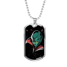 Alien UFO Fan Alien Queen Necklace Stainless Steel or 18k Gold Dog Tag 24&quot; Chai - £37.92 GBP+
